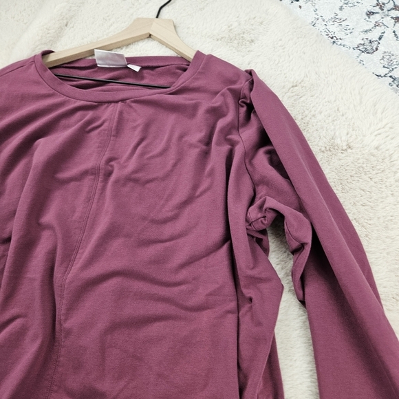 Belle by Kim Gravel French Terry Top with Inverted Hem Fig 2X - Picture 4 of 8